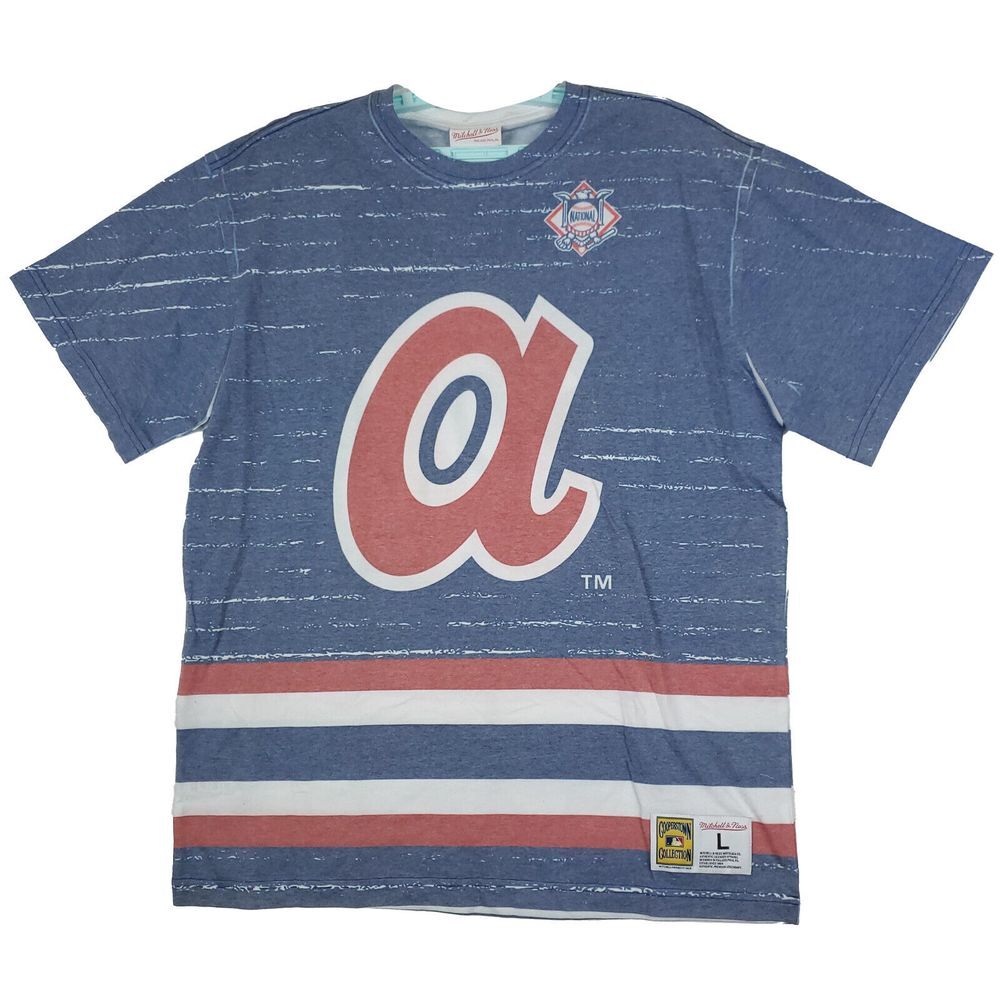 Atlanta Braves Mitchell & Ness MLB L Large Shirt Jumbotron 3.0 Blue Red NWT